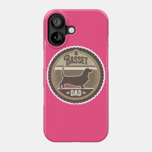 Basset Dad - Distressed Basset Hound Silhouette Design Phone Case