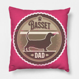 Basset Dad - Distressed Basset Hound Silhouette Design Pillow