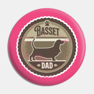 Basset Dad - Distressed Basset Hound Silhouette Design Pin