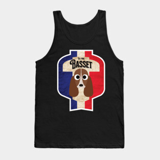 Basset Hound Dog - Distressed French Tricolore Basset Beer Label Design Tank Top
