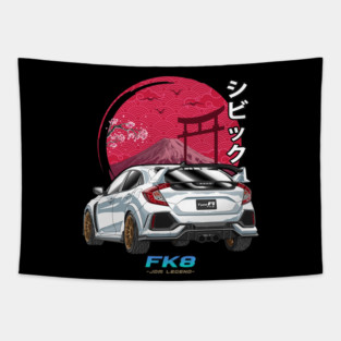 White Honda Civic Type R FK8 Nippon Sun Tapestry