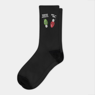Working Over The Holidays Lights Christmas Joke Socks