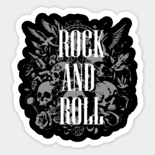 rock and roll skulls design Sticker