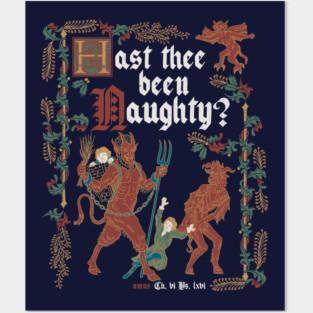 Krampus Medieval Style - Naughty List - Funny Retro Vintage English History Posters and Art
