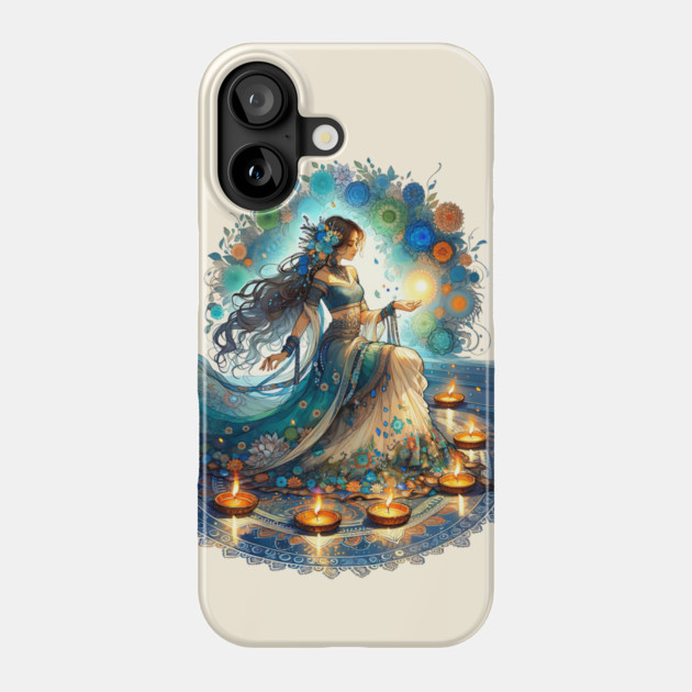 Beautiful Diwali Woman and Rangoli Phone Case by HolidayBug
