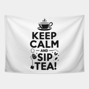 Keep Calm and Sip Tea Tapestry