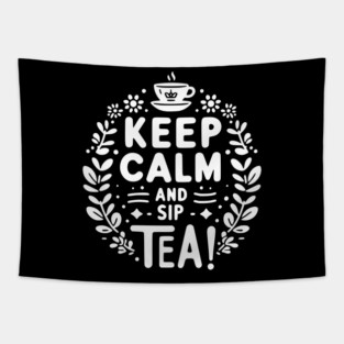 Keep Calm and Sip Tea Tapestry