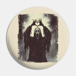 Vintage Ghostface Heart Hands Pin