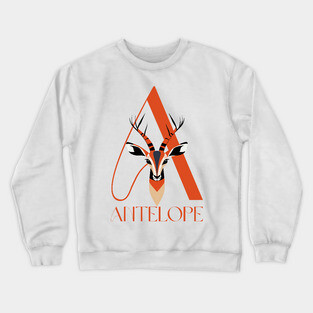 Elegant Antelope - Animal Letters - Alphabet Art Crewneck Sweatshirt