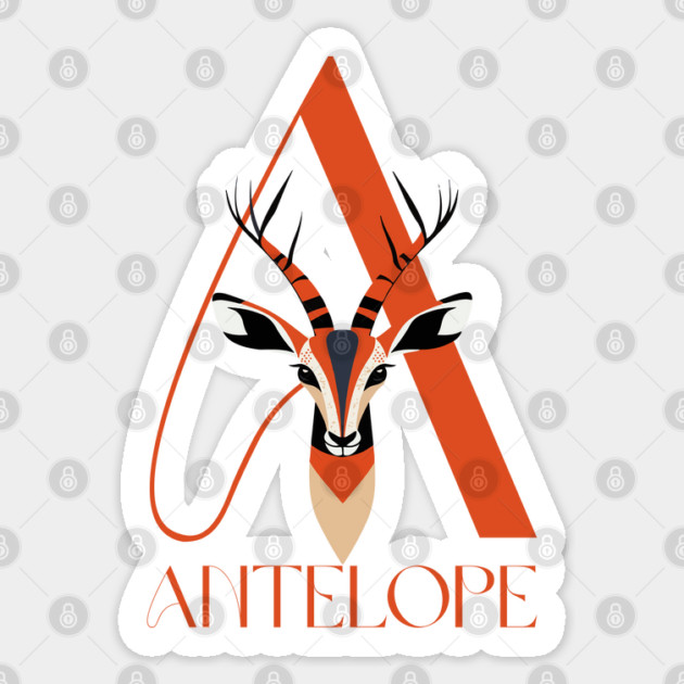 Elegant Antelope - Animal Letters - Alphabet Art Sticker by TuncGK