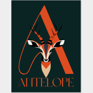 Elegant Antelope - Animal Letters - Alphabet Art Posters and Art