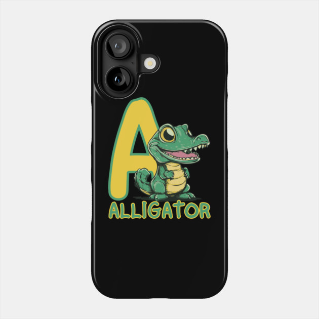 A for Alligator - Alphabet Animals - Cartoon Style for Kids Phone Case by TuncGK