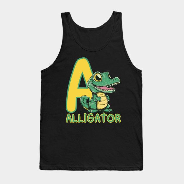 A for Alligator - Alphabet Animals - Cartoon Style for Kids Tank Top by TuncGK