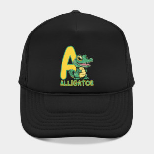 A for Alligator - Alphabet Animals - Cartoon Style for Kids Hat