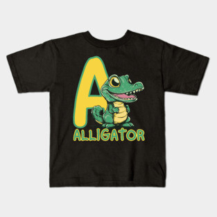 A for Alligator - Alphabet Animals - Cartoon Style for Kids Kids T-Shirt