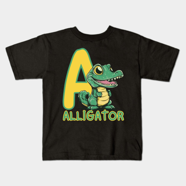 A for Alligator - Alphabet Animals - Cartoon Style for Kids Kids T-Shirt by TuncGK