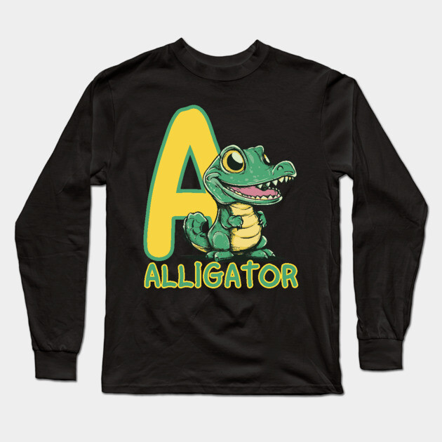A for Alligator - Alphabet Animals - Cartoon Style for Kids Long Sleeve T-Shirt by TuncGK