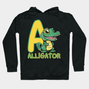 A for Alligator - Alphabet Animals - Cartoon Style for Kids Hoodie