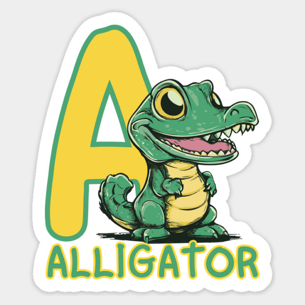 A for Alligator - Alphabet Animals - Cartoon Style for Kids Magnet by TuncGK
