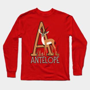 A for Antelope - Boho Style - Alphabet Animals Long Sleeve T-Shirt