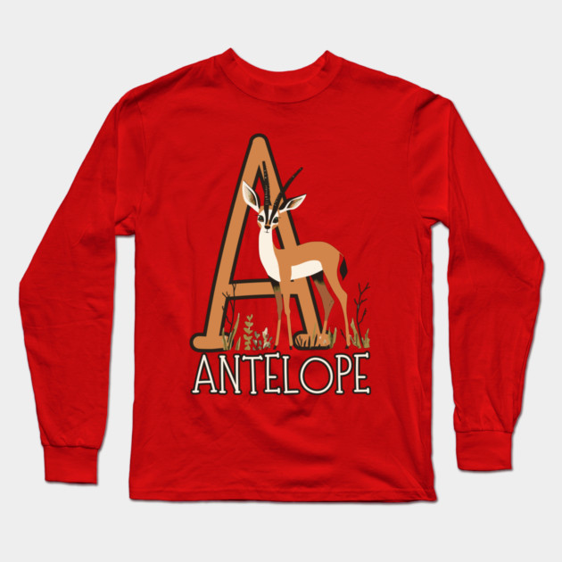 A for Antelope - Boho Style - Alphabet Animals Long Sleeve T-Shirt by TuncGK