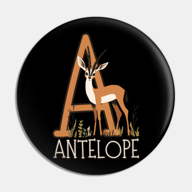 A for Antelope - Boho Style - Alphabet Animals Pin by TuncGK