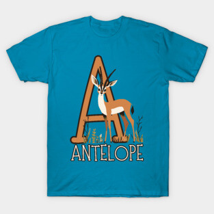 A for Antelope - Boho Style - Alphabet Animals T-Shirt