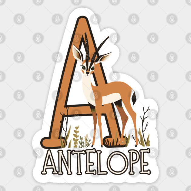 A for Antelope - Boho Style - Alphabet Animals Sticker by TuncGK