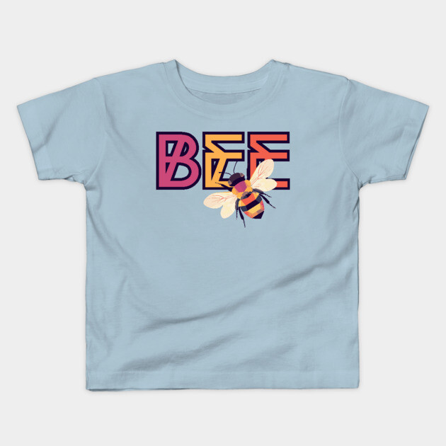 Honey Bee - Geometric 1960s Style Design - Animal Letters Kids T-Shirt by TuncGK