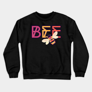 Honey Bee - Geometric 1960s Style Design - Animal Letters Crewneck Sweatshirt