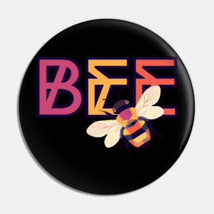 Honey Bee - Geometric 1960s Style Design - Animal Letters Pin