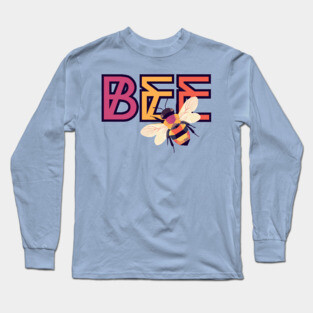 Honey Bee - Geometric 1960s Style Design - Animal Letters Long Sleeve T-Shirt