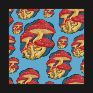 Grouping of Toadstools, Clump of Mushrooms Illustration, Cottagecore T-Shirt