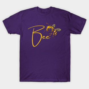 Elegant Gold Honey Bee - Calligraphy - Alphabet Animals T-Shirt