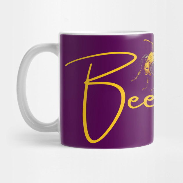 Elegant Gold Honey Bee - Calligraphy - Alphabet Animals by TuncGK