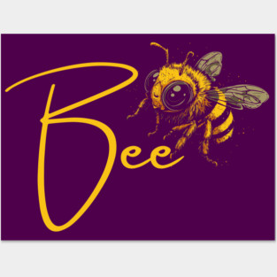 Elegant Gold Honey Bee - Calligraphy - Alphabet Animals Posters and Art