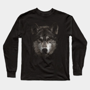 Animal Wolf Halftone Long Sleeve T-Shirt