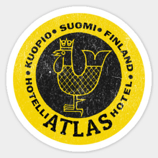 Retro Luggage Label Atlas Hotel Kuopio Suomi Finland Sticker
