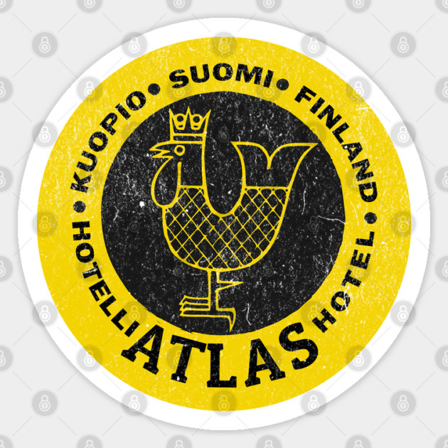 Retro Luggage Label Atlas Hotel Kuopio Suomi Finland Sticker by Yesteeyear