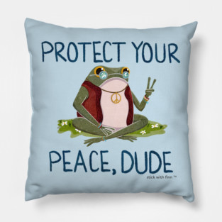 Peaceful Hippie Frogson the Frog Pillow