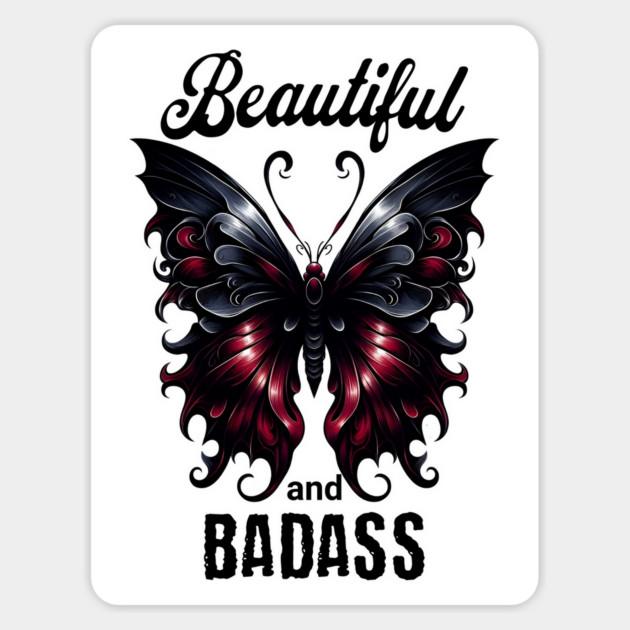 Gorgeous Goth Butterfly in Black and Crimson, Beautiful and Badass Magnet by Luxinda