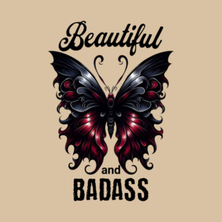 Gorgeous Goth Butterfly in Black and Crimson, Beautiful and Badass T-Shirt