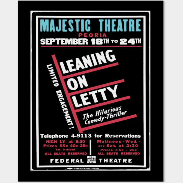 Vintage Theater Poster - Leaning on Letty - 1930's Retro Wall Art by TuncGK
