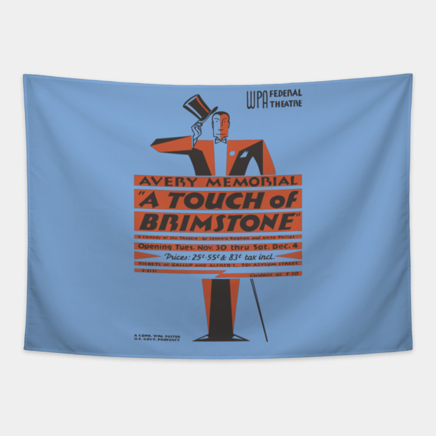 Vintage Theater Poster - A Touch of Brimstone - 1930's Retro Tapestry by TuncGK