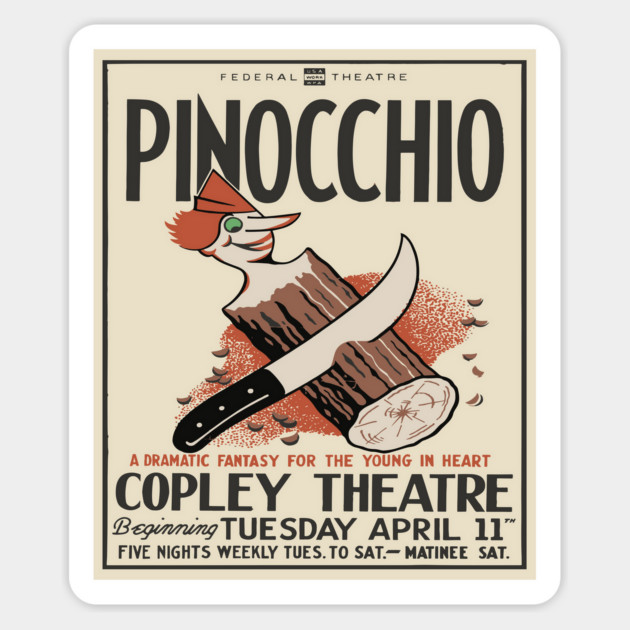 Vintage Event Posters - Pinocchio by Carlo Collodi - 1930's Retro Magnet by TuncGK