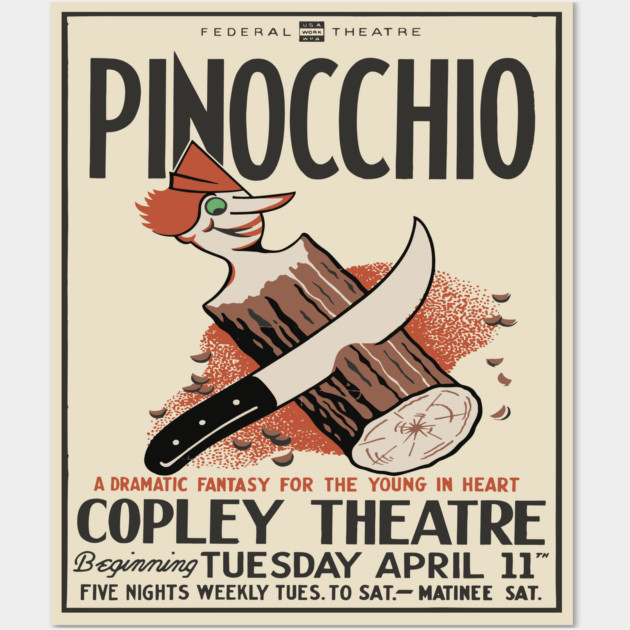 Vintage Event Posters - Pinocchio by Carlo Collodi - 1930's Retro Wall Art by TuncGK