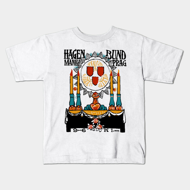 Vintage Posters - Hagenbund School of Art & Artists - Manes Prag Kids T-Shirt by TuncGK