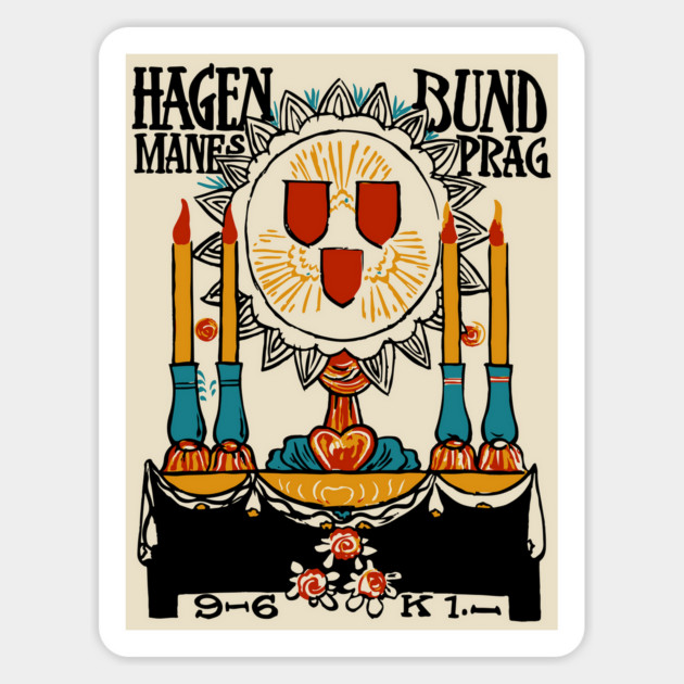 Vintage Posters - Hagenbund School of Art & Artists - Manes Prag Magnet by TuncGK