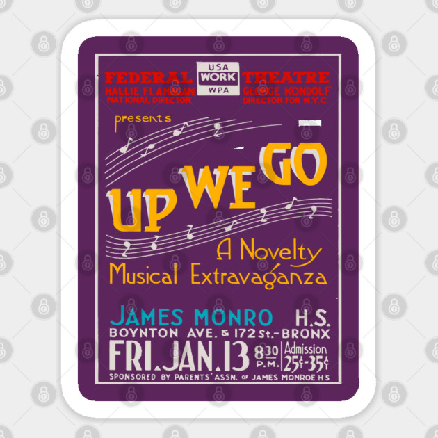 Vintage Concert Poster - Up We Go Musical by James Monro Sticker by TuncGK