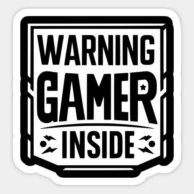 Warning Gamer Inside Sticker by Frank Ring